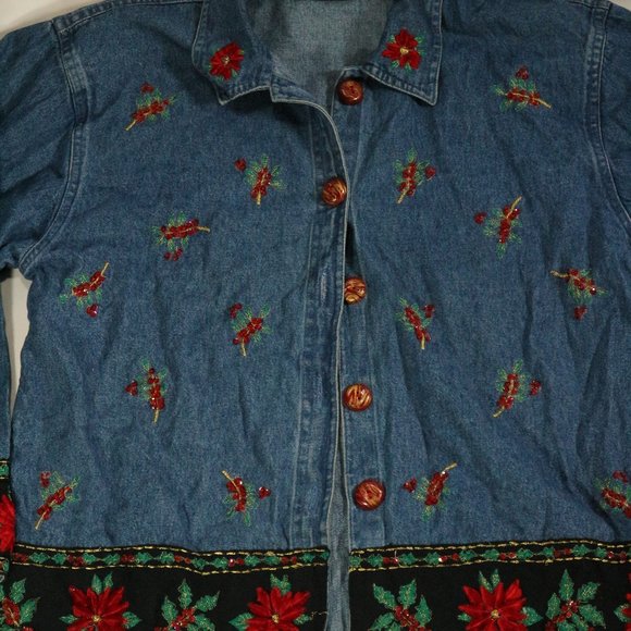 LIFESTYLE Vintage Embroidered Denim Jacket Sz Medium - Picture 3 of 15